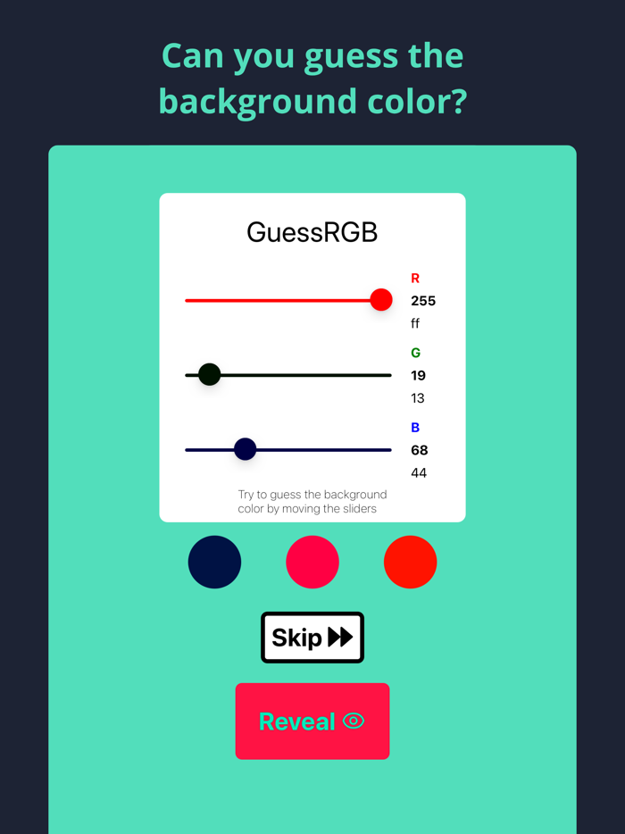 GuessRGB Guess the Color