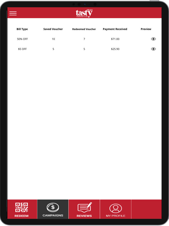 Tasty Deals Merchant