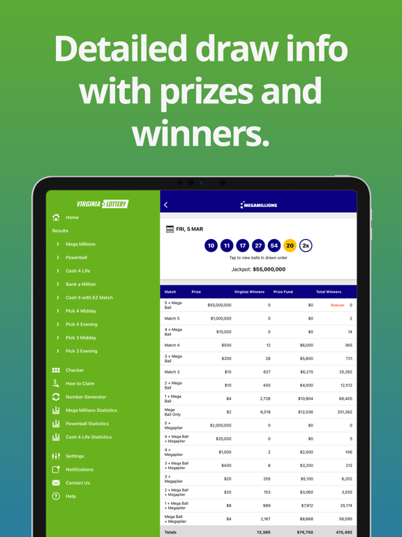 Screenshot #5 pour Virginia Lottery Numbers