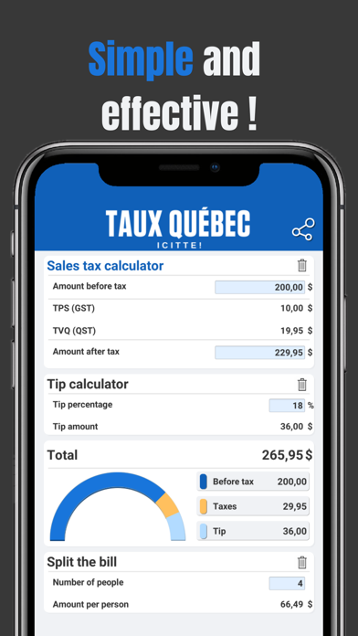 Tax Calculator Quebec GST QST Screenshot