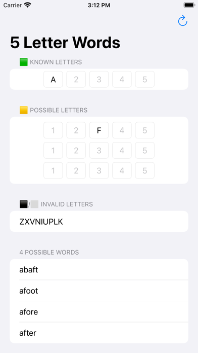 Martin - 5 Letter Words Finder Screenshot