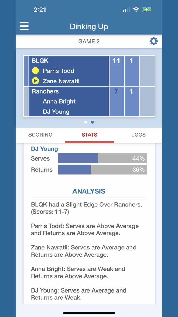 Dinking Up - Pickleball Scores