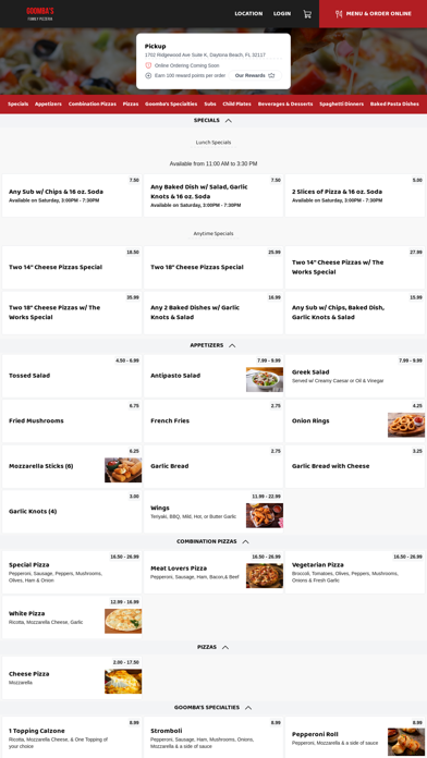 Goomba's & Family Pizzeria Screenshot