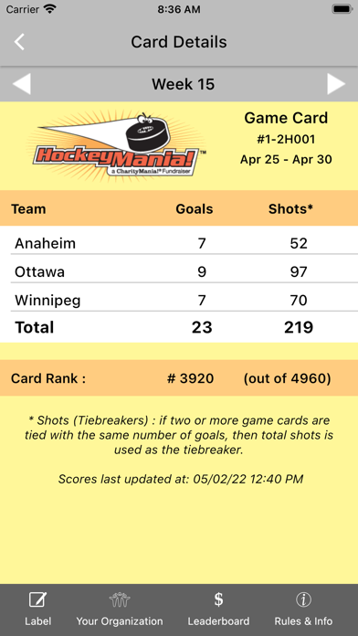 HockeyMania Fundraisers Screenshot