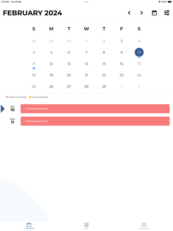 Screenshot #4 pour Singapore Public Holidays App