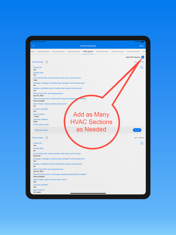 Quick Fill Inspection iPad screenshot 3 - Business app