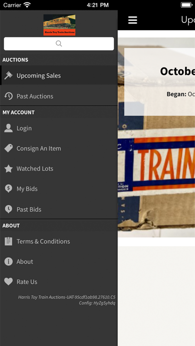 Harris Toy Train Auctions Screenshot