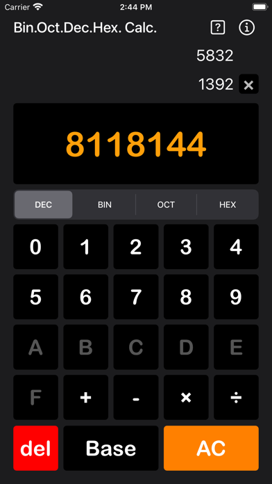 Bin Oct Dec Hex Calculator Screenshot