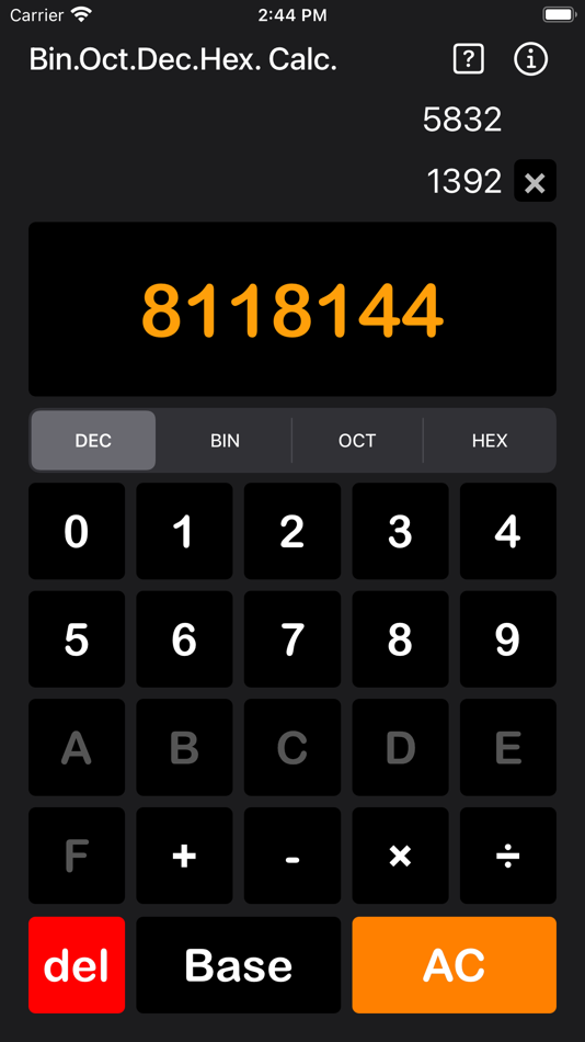 Bin Oct Dec Hex Calculator - 1.0 - (iOS)