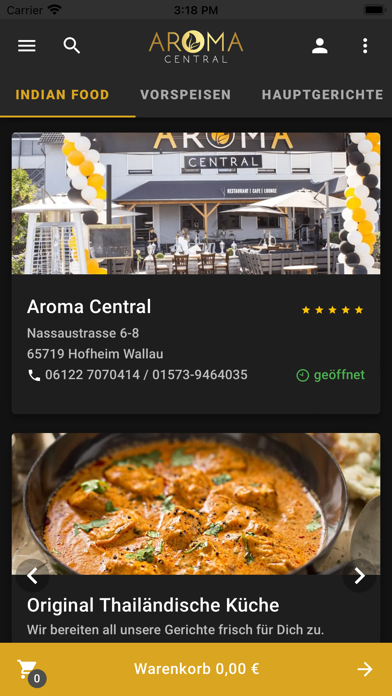 Aroma central Screenshot