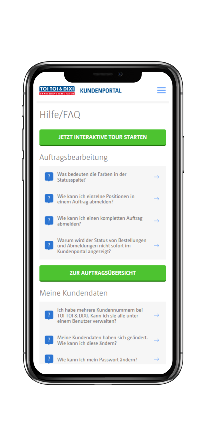 TOI TOI and DIXI Kundenportal