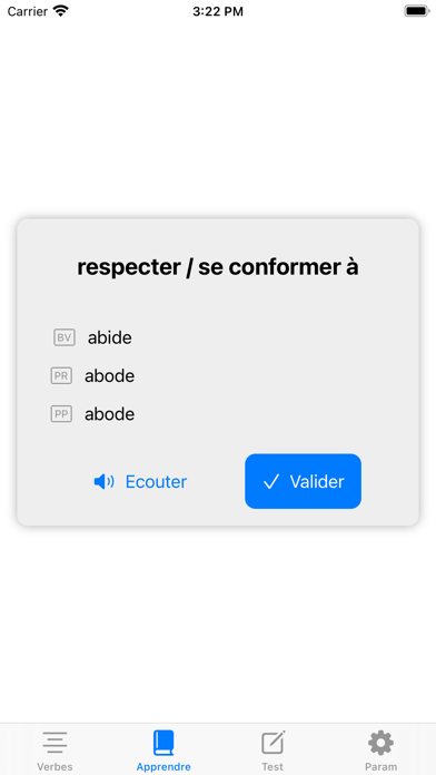 Screenshot #2 pour Verbes Irréguliers
