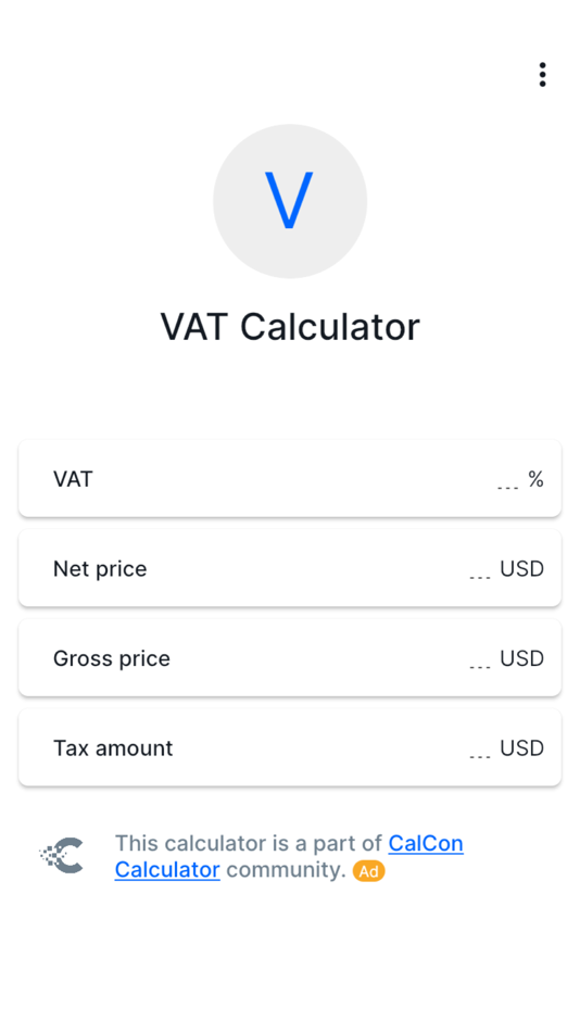 #1. VAT Calculator - CalCon (iOS) Podle: Stage Coding