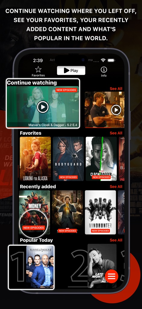 IPTVX - Explore personalized sections like "Continue watching" and "Recently added," complete with "New Episodes" badges for easy discovery.