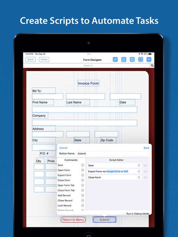 FormConnect Pro+ Studio iPad screenshot