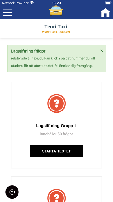 Teori Taxi Frågor Screenshot