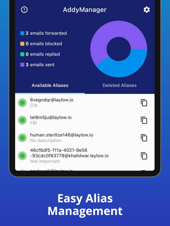 Screenshot #6 pour AddyManager: Addy.io Mobile