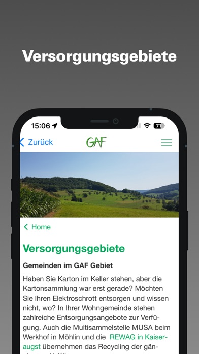 GAF Recyclingkalender Screenshot
