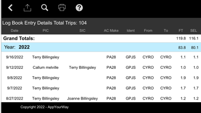 Aviation eLog Book Screenshot