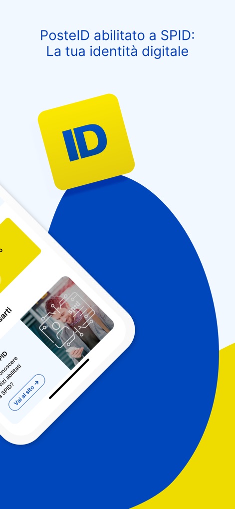 PosteID - This visual demonstrates PosteID's robust integration with SPID, clearly showcasing the 'ID' emblem and reinforcing its role as 'La tua identità digitale'.