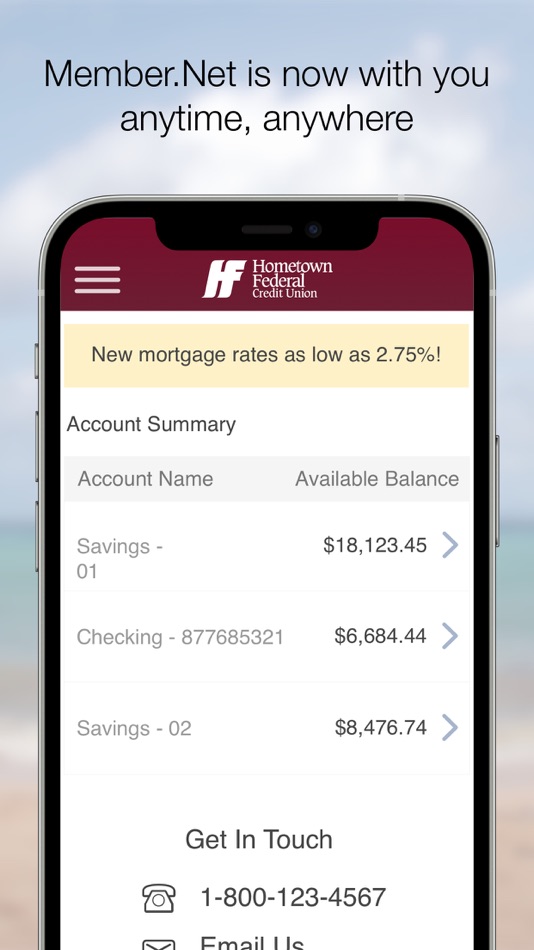 #1. Hometown FCU Member.Net (iOS) Podle: Hometown Federal Credit Union