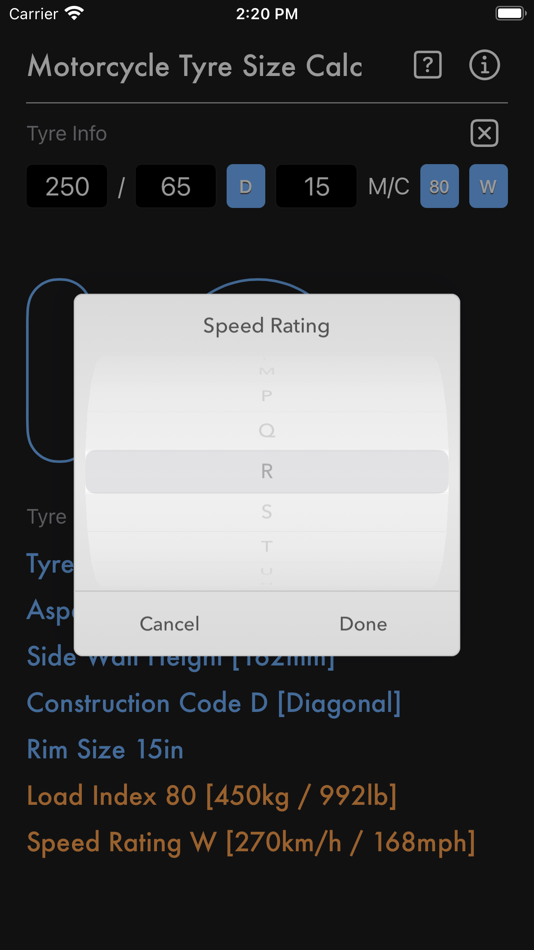 #8. Motorcycle Tyre Size Calc (iOS) 来自: Heng Jia Liang