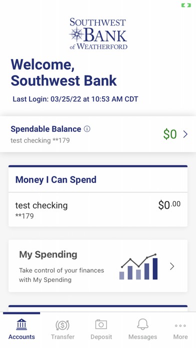 Southwest National Bank Screenshot