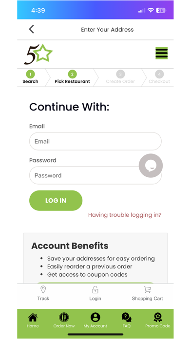 Five Star Home Delivery App Screenshot