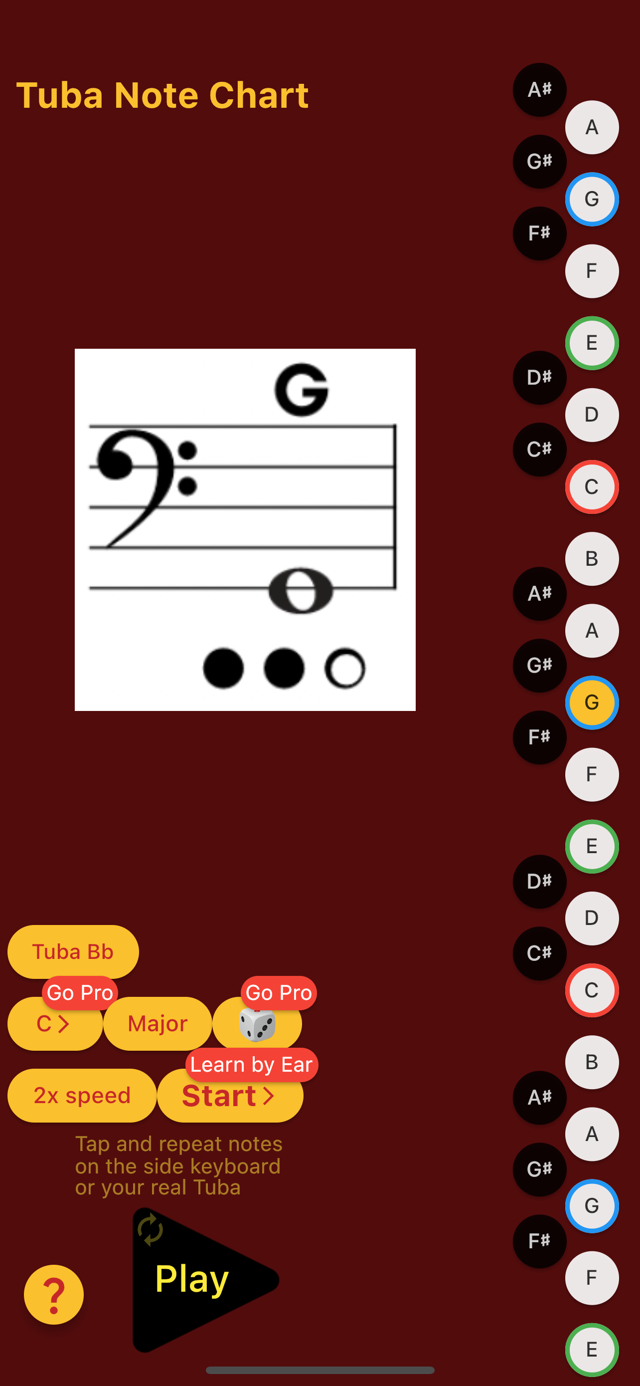 Tuba Note Chart