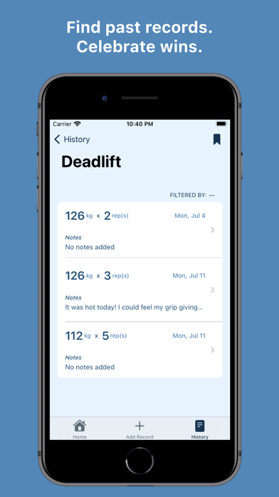 Record Recall: Log Your Bests Screenshot
