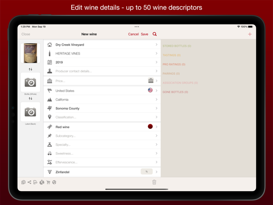 VinoCell - wine cellar manager iPad app afbeelding 5