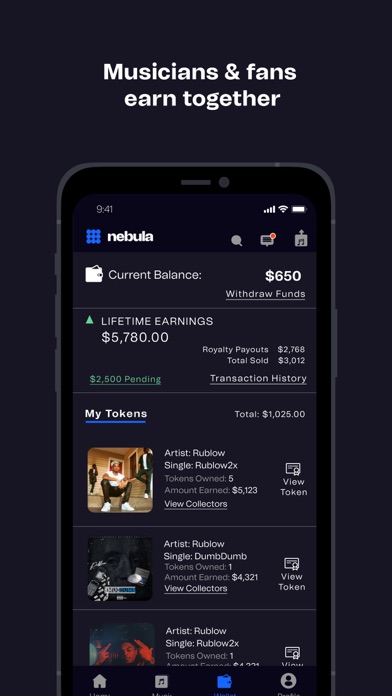 Nebula: Invest in music Screenshot