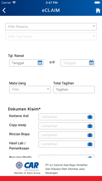 eBenefit CAR Life Insurance Screenshot