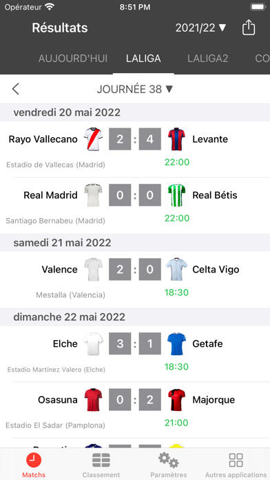 Screenshot #1 pour Résultats pour La Liga App