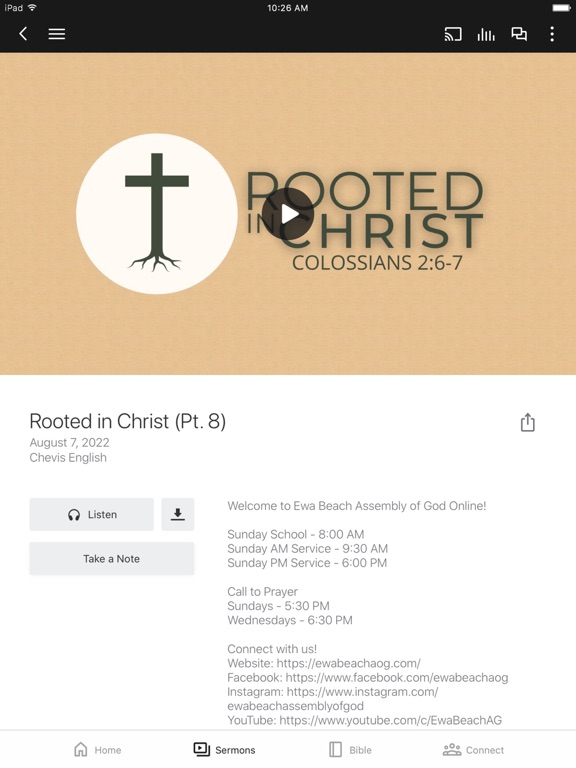 Ewa Beach Assembly of God iPad screenshot 3 - Education app