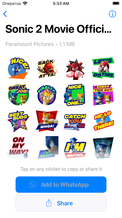Sonic 2 Movie WA Stickers Screenshot
