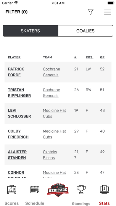 Heritage Junior Hockey League Screenshot