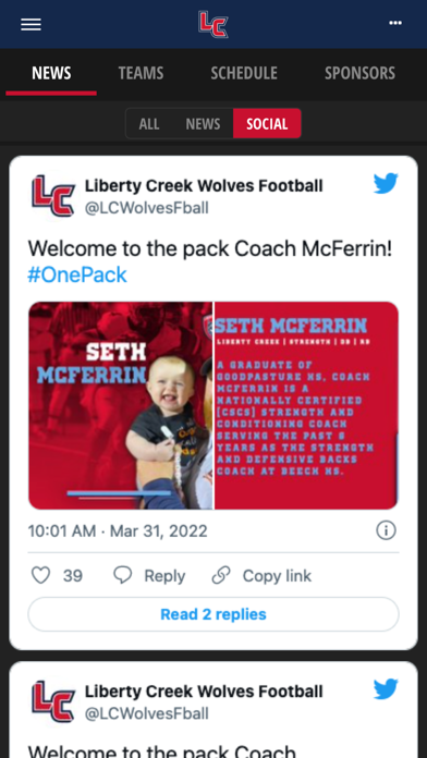 Liberty Creek Athletics Screenshot