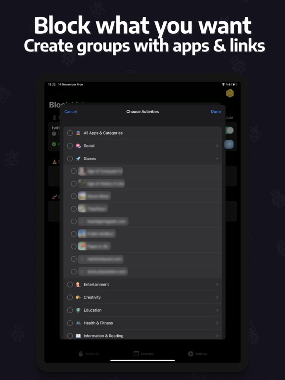 BlockApps - Free Yourself iPad screenshot 3 - Productivity app