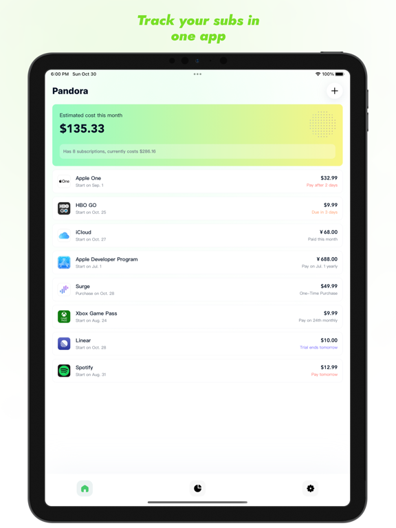 Screenshot #4 pour Pandora - Subscription Tracker