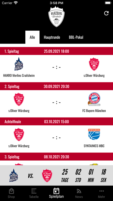 Würzburg Baskets Screenshot
