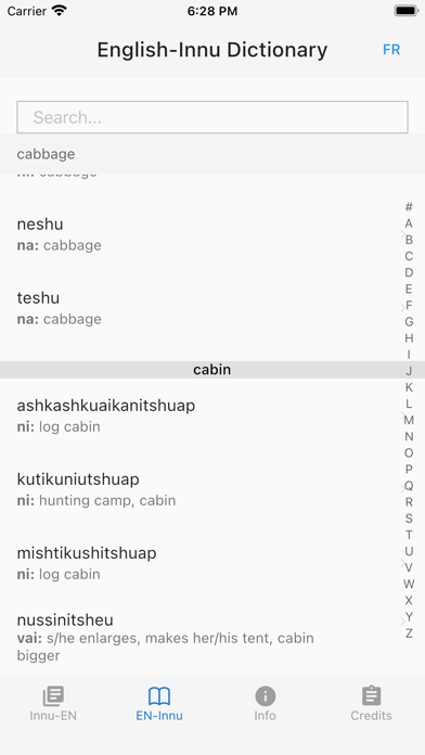 Innu Dictionary Screenshot