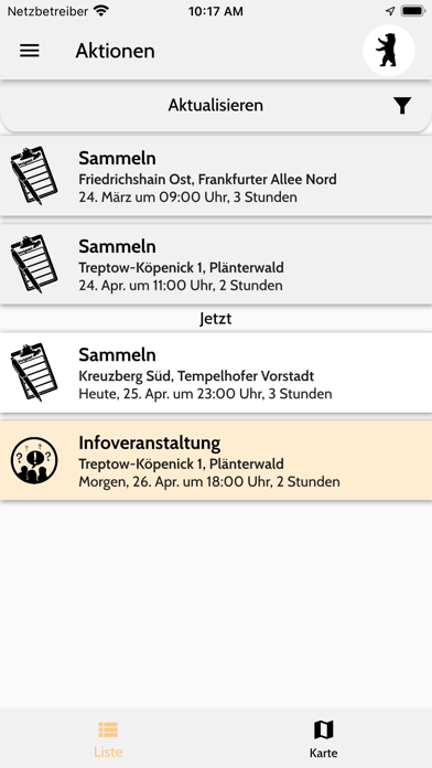 Berliner Sammel-App Screenshot