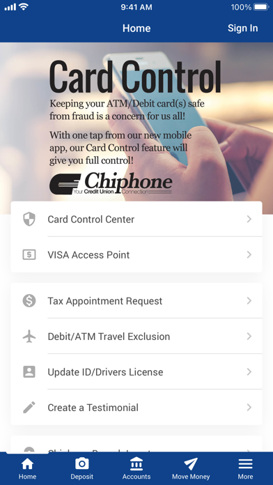 Chiphone Federal Credit Union Screenshot