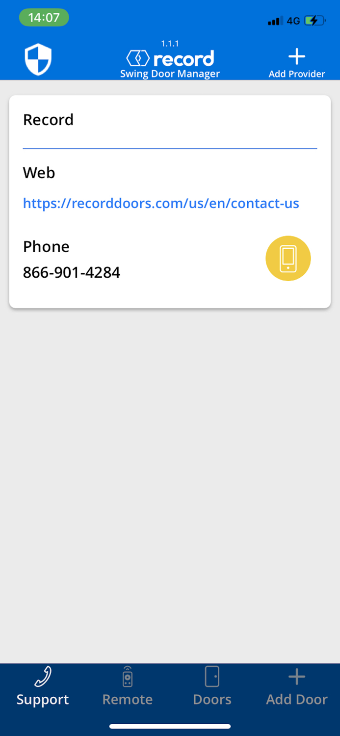 Record Swing Door Mgr