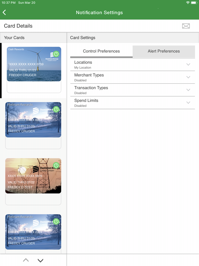 Card Control Dominion Energy