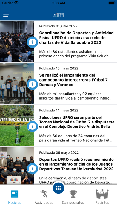 Deportes UFRO Screenshot