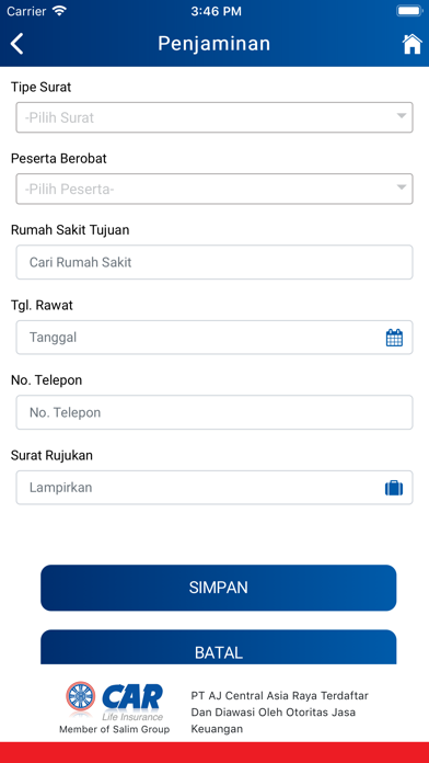 eBenefit CAR Life Insurance Screenshot