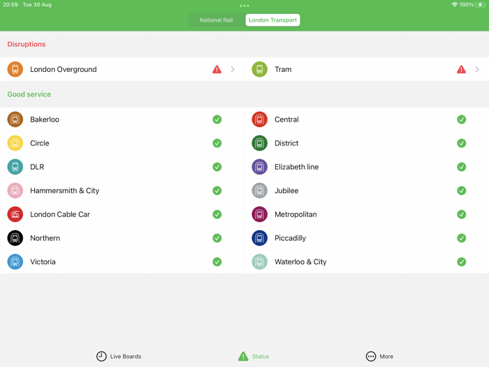 Live Boards - Train and TFL Time