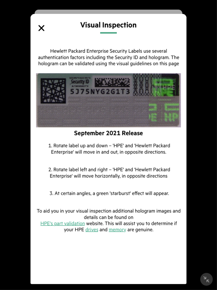 HPE Parts Validation